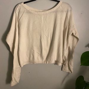 White off-shoulder sweater from Garage.